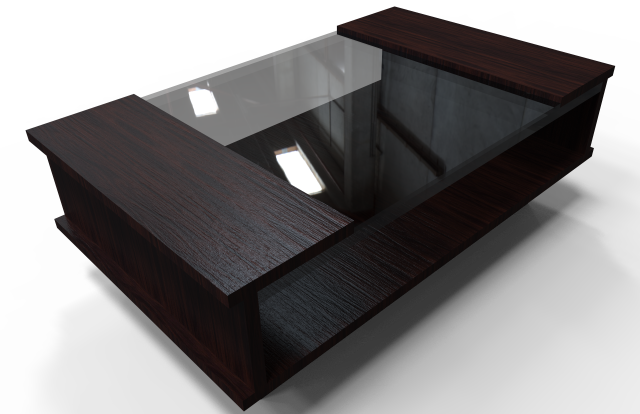 modern wood table with glass cover 3D 模型 .c4d .max .obj .3ds .fbx .stl .blend 