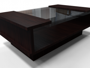 modern wood table with glass cover 3D 模型
