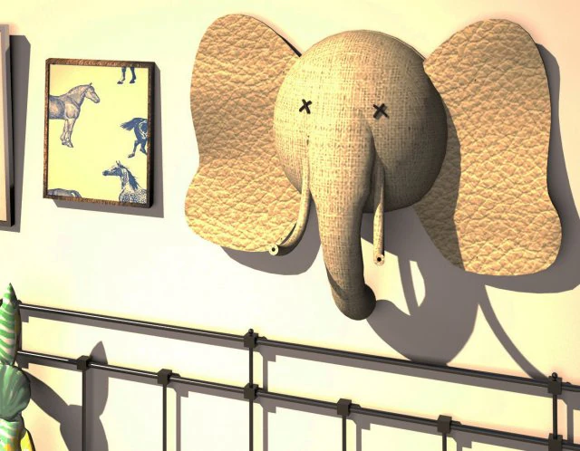 elephant 3d wall doll element 3D Model .c4d .max .obj .3ds .fbx .stl .blend 