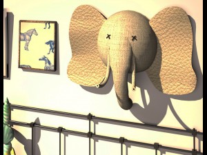 elephant 3d wall doll element 3Dモデル