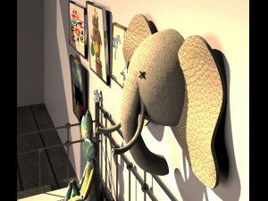 elephant 3d wall doll element Modèle 3D