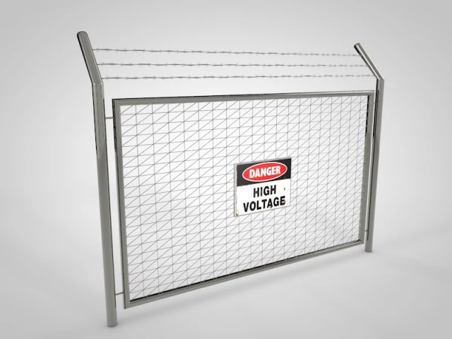 steel fence 3D Model .c4d .max .obj .3ds .fbx .stl .blend