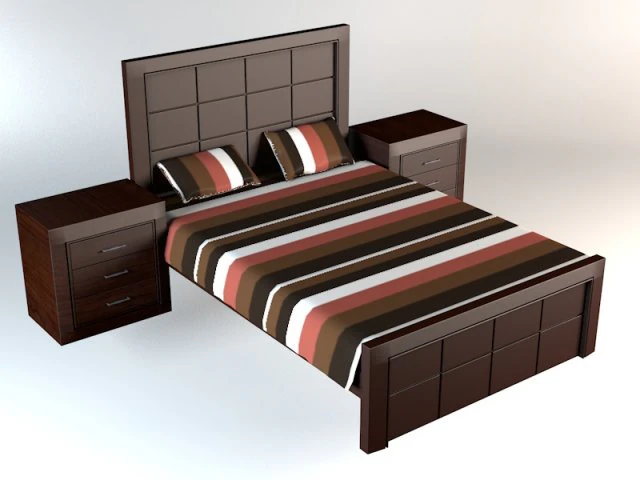 dark wooden bed 3D Model .c4d .max .obj .3ds .fbx .stl .blend 