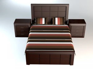 dark wooden bed 3D Model