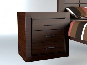 dark wooden bed 3D Model