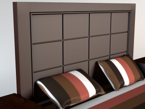 dark wooden bed Modèle 3D