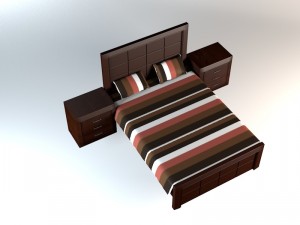 dark wooden bed Modèle 3D