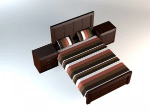 dark wooden bed 3D Model
