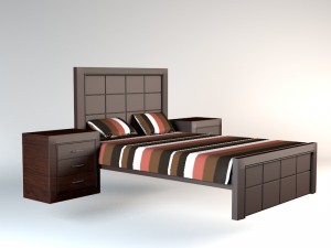 dark wooden bed Modèle 3D