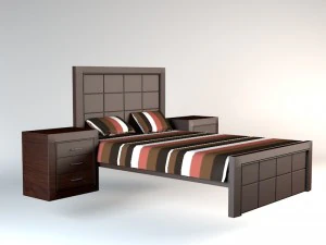 dark wooden bed 3D Model
