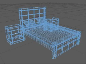 dark wooden bed 3D Model