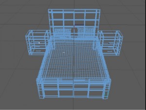 dark wooden bed Modèle 3D