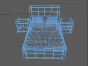 dark wooden bed 3D Model
