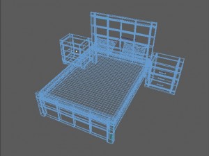 dark wooden bed Modèle 3D