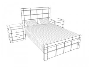 dark wooden bed Modèle 3D