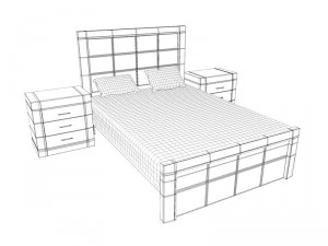 dark wooden bed 3D Model