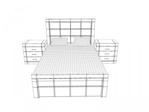 dark wooden bed Modèle 3D