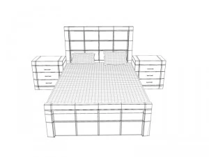 dark wooden bed 3D Model
