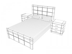 dark wooden bed Modèle 3D