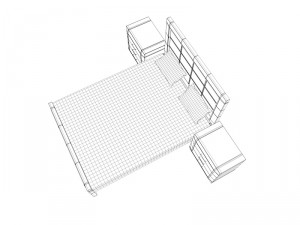 dark wooden bed Modèle 3D