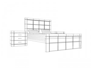 dark wooden bed Modèle 3D