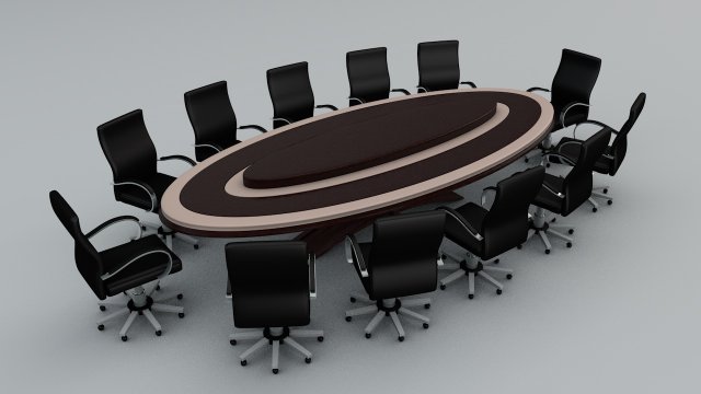 office table with chairs 3D 模型 .c4d .max .obj .3ds .fbx .stl .blend 