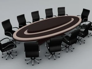table de bureau avec chaises Modèle 3D