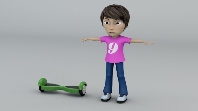 girl hoverboard rider 3Dモデル .c4d .max .obj .3ds .fbx .stl .blend 