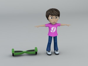 girl hoverboard rider 3Dモデル