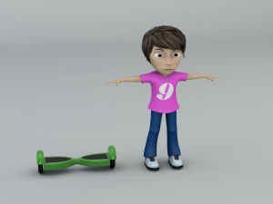 girl hoverboard rider 3D Model