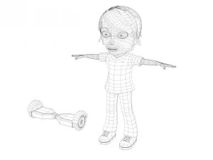 girl hoverboard rider 3D Model