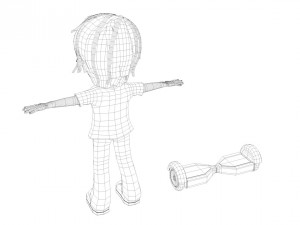 girl hoverboard rider 3Dモデル
