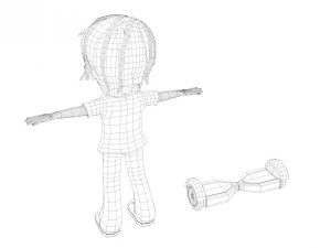 girl hoverboard rider 3D Model
