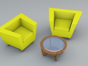 sofa and table Modèle 3D