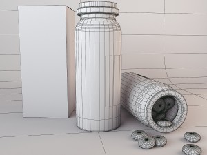 medical pills and bottle Model 3D