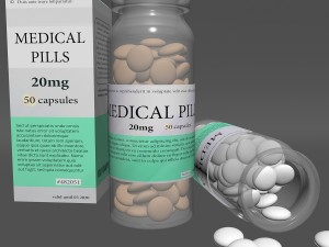 medical pills and bottle Model 3D