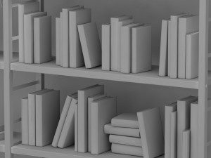 bookshelf with books and decoration objects 3D Model