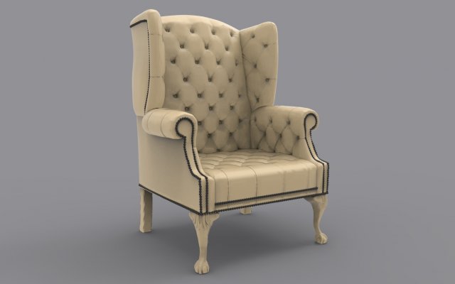armchair with chesterfield 3D Model .c4d .max .obj .3ds .fbx .stl .blend 