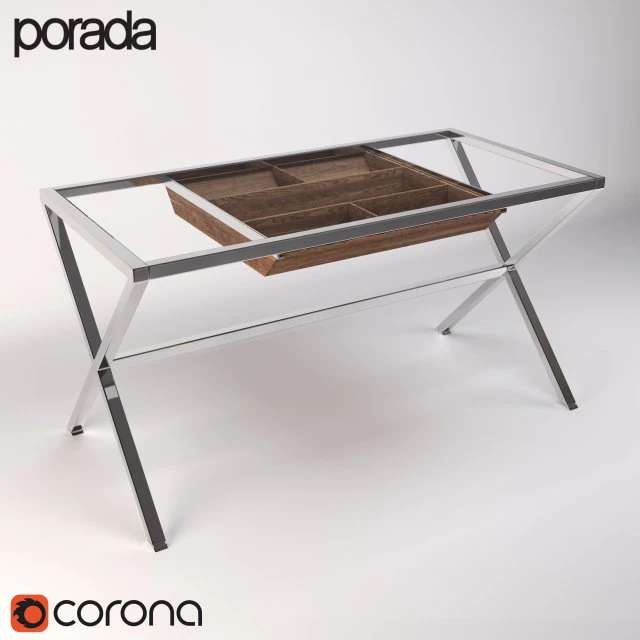 porada style desk 3D Model .c4d .max .obj .3ds .fbx .stl .blend 