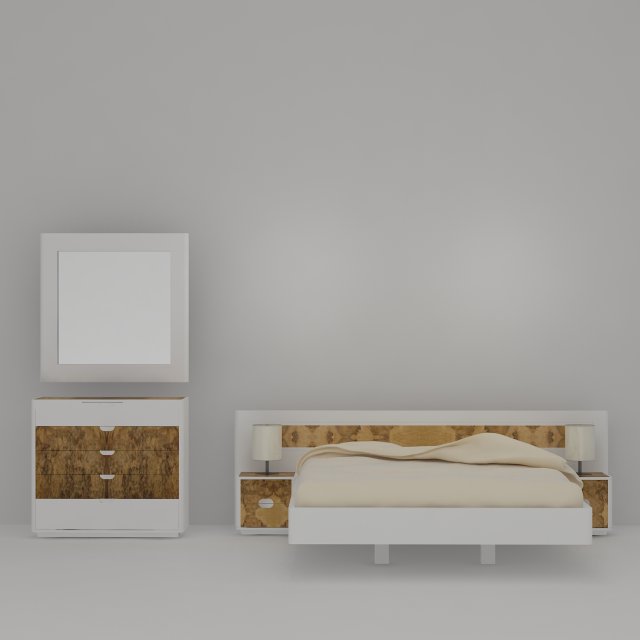 bed set Model 3D .c4d .max .obj .3ds .fbx .stl .blend 