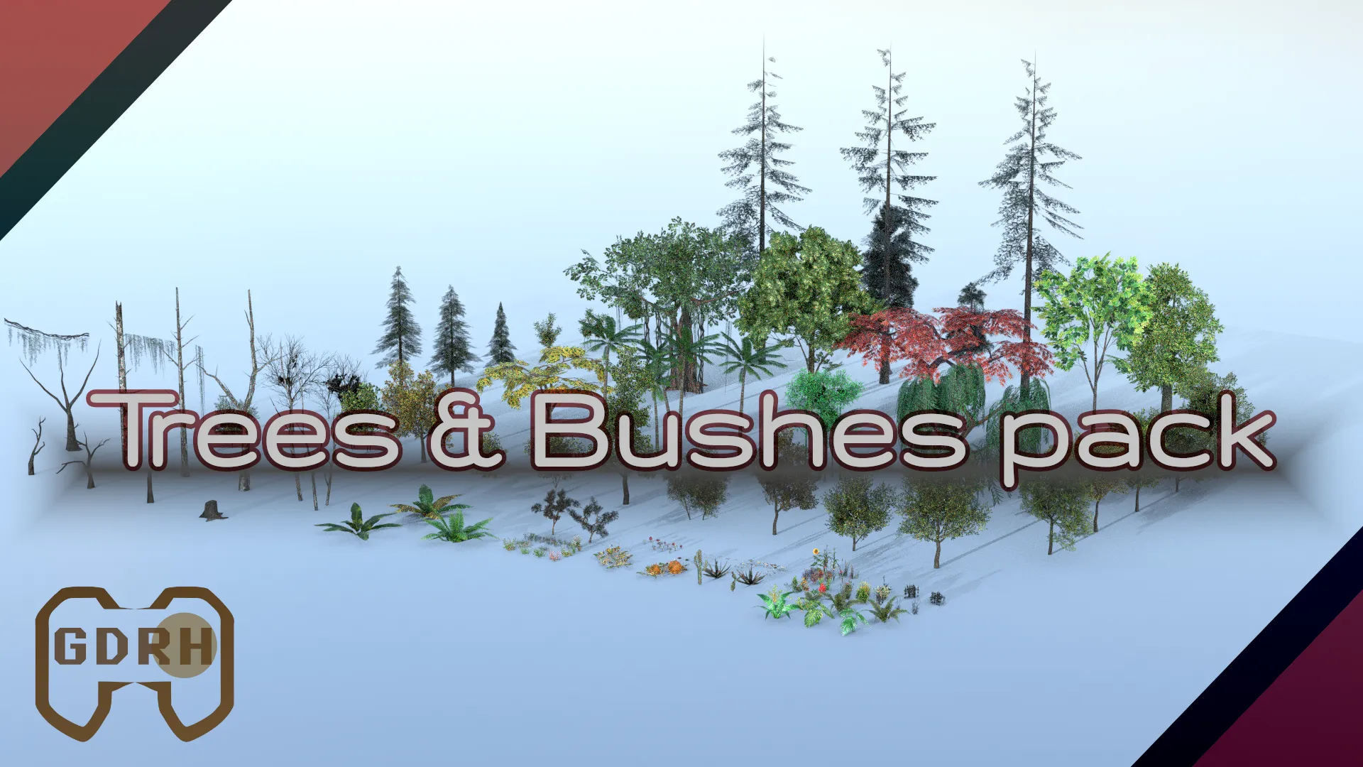 Trees and Bushes pack 3D Model .c4d .max .obj .3ds .fbx .stl .blend 