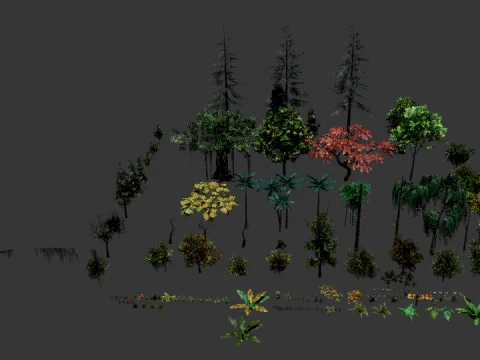 Trees and Bushes pack 3D Model