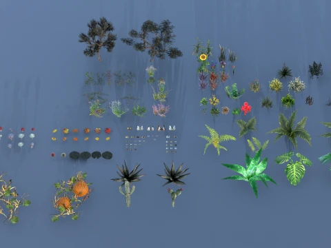 Trees and Bushes pack 3D Model
