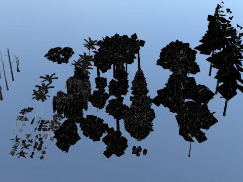 Trees and Bushes pack 3D Model