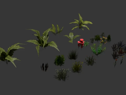 Trees and Bushes pack 3D Model