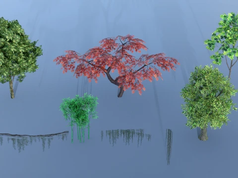 Trees and Bushes pack 3D Model