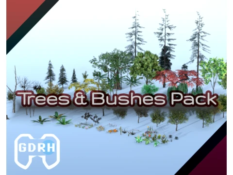 Trees and Bushes pack 3D Model