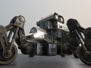 futuristic five-wheeled building - five wheeler Model 3D