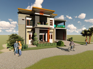 denah rumah minimalis 2 lantai Modèle 3D