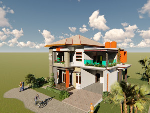 denah rumah minimalis 2 lantai Modèle 3D